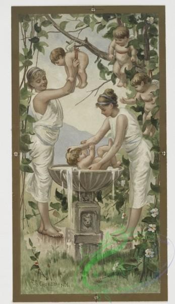 angels-00079 - 412-Valentines depicting women in classical dress with baby angels, harp, by F.S. Church, flowers with vase.105631 [1180x2035]