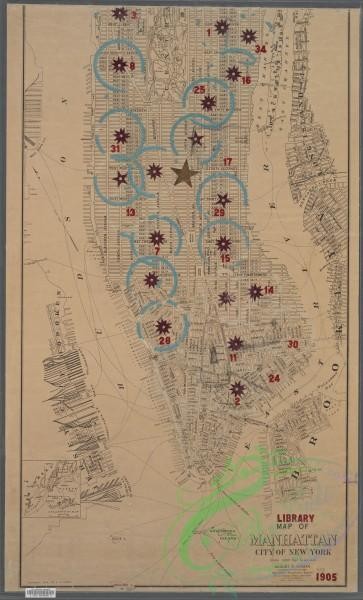 antique_maps-03090 - 3071-1905 Library map of Manhattan, City of New York