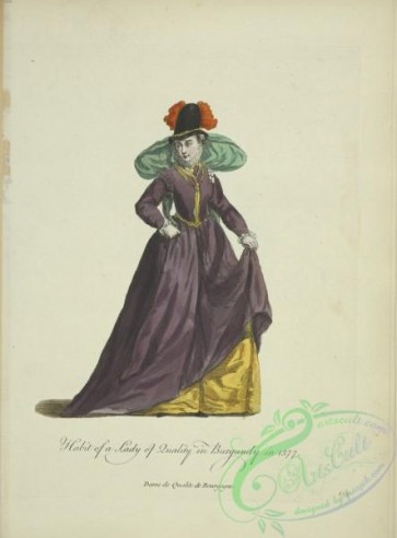 fashion-00923 - 165-Habit of a lady of quality in Burgundy in 1577, Dame de qualite de Bourgogne