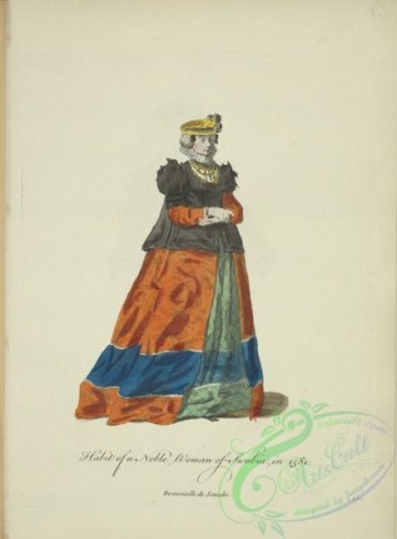 fashion-00950 - 192-Habit of a noble woman of Swabia in 1581, Demoiselle de Souable