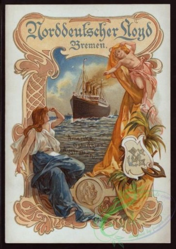 menu-01051 - 00972-Woman, Steamship, Sea, Frame, Decorated