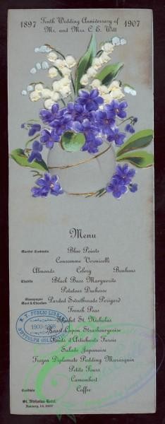 menu-02403 - 02495-Blue and white flowers, nice handwriting font