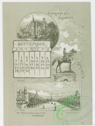 prang_calendars-00045 - 0970-Washington Calendar, 1890, July-December-U.S. Capitol, The Monument, Old Lockhouse, Bureau of Engraving and Printing, Morton Mansion, Massachuse 108444