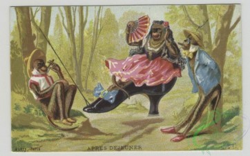 prang_cards_animals-00222 - 1507-(A calendar and trade cards depicting landscapes of a river and ocean, monkeys painting shoes and using shoes as-a chair, highchair and flower con 102129