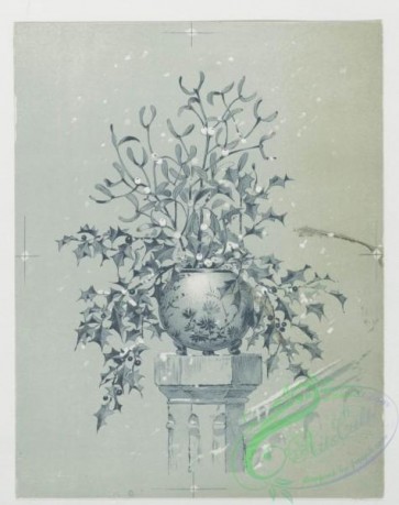 prang_cards_black-and-white-00081 - 0326-Christmas cards depicting women with flowers, holly, and vases 105079