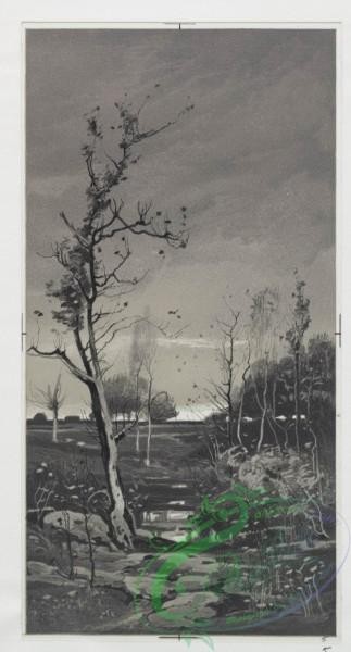 prang_cards_black-and-white-00161 - 0407-Christmas cards oriented vertically, printed in black and white, depicting landscapes 105588