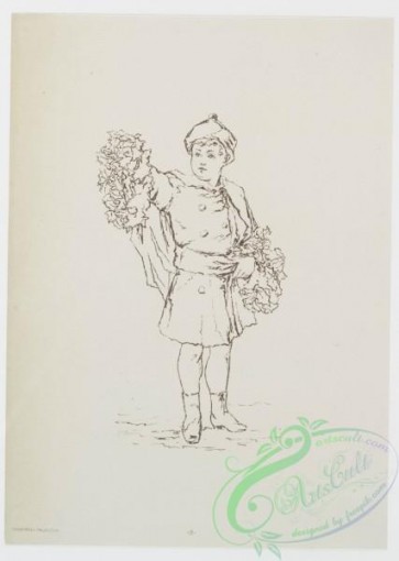 prang_cards_black-and-white-00328 - 0828-Sketches of young girls, with flowers, parasol 107867