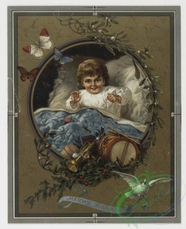 prang_cards_kids-00010 - 0142-Prize Christmas cards depicting mother with children, snow, flowers, butterflies, and musical instruments 101778