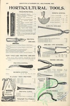 agricultural_implements-00096 - black-and-white Horticultural Tools, Knives, Shears, Pruners, Hoes