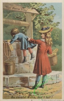 ephemera_advertising_trading_cards-00005 - 0005-Mother womant holding small girl daughter on stone draw-well, bucket, basket, be carefull, don't fall [1923x3000]
