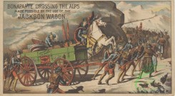 ephemera_advertising_trading_cards-00437 - 0437-Battle, War, Soldiers, Cart, Horses, Napoleon, Bonaparte crossing Alps, wagon [3000x1654]