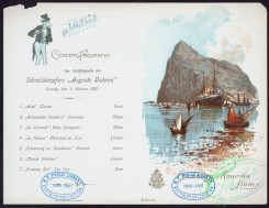 menu-01222 - 01144-Steamship, harbor, rock, printed text