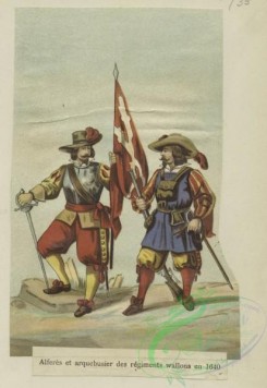 military_fashion-00781 - 100924-Belgium, 1380-1782-Alferes et arquebusier des regiments wallons en 1640