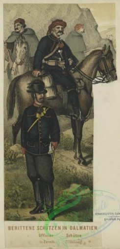military_fashion-02773 - 104700-Austria, 1867-1895-Berittene Schutzen Dalmatien - Officier (in Parade), Schutze (feldmassig). 1874