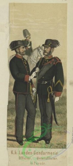 military_fashion-02849 - 104784-Austria, 1867-1895-K.k. Landes-Gendarmerie - Officier, Unterofficier (in Parade)