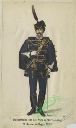 military_fashion-03078 - 105032-Austria, 1861-1866-Stabsoffizier des Alx. Prinz zu Wurttemberg. 11 Huszaren-Regts. 1863