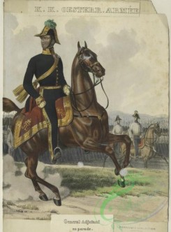 military_fashion-03119 - 105074-Austria, 1848-K.K. Oestere. Armee, Ungarischer General und Brigade Adjutant en Parade