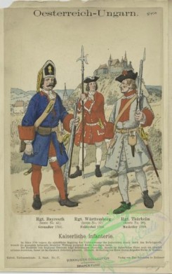 military_fashion-03450 - 105494-Austria, 1618-1708-Oesterreich-Ungarn. Kaiserliche Infanterie - (1) Rgt. Bayreuth (heute No. 41). Grenadier, 1701, (2) Rgt. Wurttemberg (heute No. 17). Feldwebel, 1703