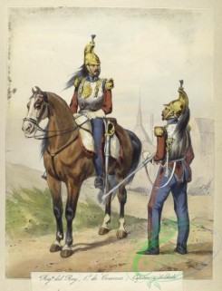 military_fashion-04101 - 104406-Spain, 1824-1829-Egercito Espanol. Reg-to del Rey, 1 de Corazeros, Capitan y Soldado