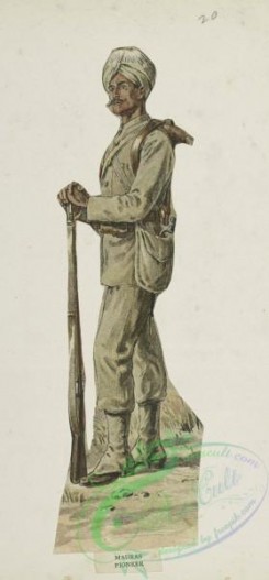 military_fashion-05705 - 201443-Great Britain, colonies, private infantry soldier, madras pioneer