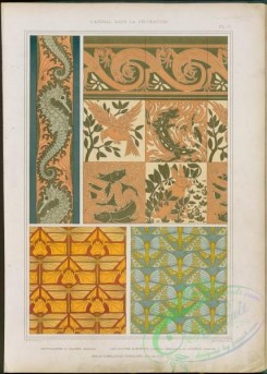 ornaments-00293 - 028-Hippocampes et algues, bordure, Les quatre elements, carreaux ceramiques, et lezards, bordure, Iris et libellules, papillons, jeux de fond