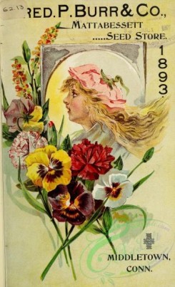 pansy-00141 - 068-Girl, white hair, pansies, bouquet, portrait