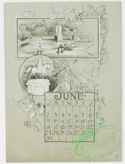 prang_calendars-00014 - 0779-Boston Calendar 1889-depicting lighthouse, Trinity Church, Faneuil Hall, Paul Revere's House, State House, and Public Garden 107660