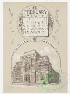 prang_calendars-00061 - 0976-Philadelphia Calendar, 1890, January-June-The Historical Society, The Old Swede's Church, Pennsylvania Academy of Fine Arts, The New City Hall, 108469