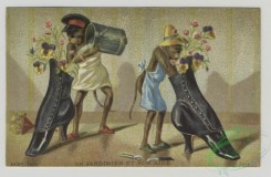 prang_cards_animals-00220 - 1507-(A calendar and trade cards depicting landscapes of a river and ocean, monkeys painting shoes and using shoes as-a chair, highchair and flower con 102127
