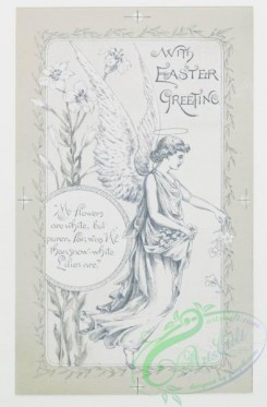 prang_cards_black-and-white-00035 - 0235-Easter cards depicting angels, birds, nests, and eggs, butterfly emerging from cocoon, vase with flowers 104203