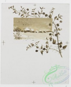 prang_cards_black-and-white-00449 - 0988-(The winds of the season , A Christmas morning, depicting branches, trees, berries, flowers, landscapes, rivers, huts, buildings, and winter.) 108534