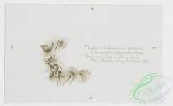 prang_cards_black-and-white-00479 - 1013-Kind wishes for each day- cards with text about the days of the week, depicting outdoor scenes, a fairy paddling a mushroom and leaf boat, children  100049