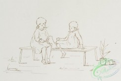 prang_cards_black-and-white-00548 - 1153-Outlines depicting children- playing with a puppy, feeding chickens, feeding each other, crying and comforting 100543