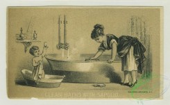 prang_cards_black-and-white-00619 - 1286-Trade cards depicting women cleaning various household items with Sapolio cleaning product 101080