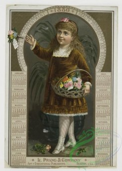 prang_cards_kids-00003 - 0033-Calendar from 1880 depicting a girl carrying flowers 105154