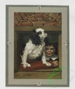 prang_cards_kids-00043 - 0331-Christmas and New Year cards depicting children with dogs, in windows, owls on snow-covered trees 105119