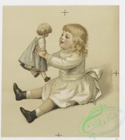 prang_cards_kids-00114 - 0747-Christmas cards depicting young girls with cats, chicken, and dolls 107548
