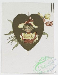 prang_cards_kids-00178 - 1172-Valentines, Christmas cards and calendars for 1894 depicting children, hearts, lockets, swings, flowers, bells, birds, hats, landscapes, trees, houses 100626