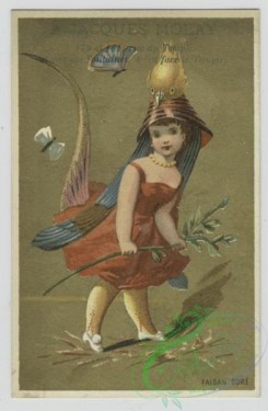 prang_cards_kids-00387 - 1455-Trade cards depicting men and women wearing bird costumes, butterflies, stars and flute playing 101906