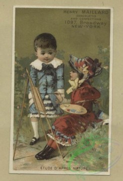 prang_cards_kids-00503 - 1798-Trade cards depicting cats, insects, a letter, a party, flowers personified, a girl painting, a woman in a kimono, a boy dancing, a figure dusting a f 103765