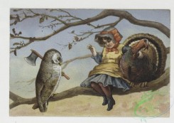 prang_cards_kids-00571 - 0449-Christmas cards depicting decorative design, children, food, birds and animals, including rabbits, dogs, cats, turkeys and owls 105896