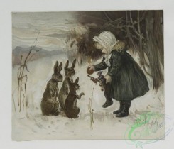 prang_cards_kids-00603 - 0553-Christmas cards depicting children with bear, rabbits, and birds, children with toys 106607
