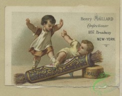 prang_cards_kids-00855 - 1799-Trade cards depicting children, flowers personified, hugging, figures eating candy, fruit and nuts, girls ice skating with a doll and boys playing wit 103774