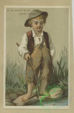 prang_cards_people-00125 - 1641-Trade cards depicting children-fishing, with an umbrella and in ragged clothing, cards depicting the following flowers personified-fuchsia, h 102775