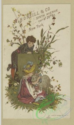 prang_cards_people-00139 - 1686-Trade cards depicting a girl and animals-lamb, birds and rabbits 103065