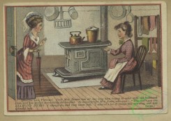 prang_cards_women-00117 - 1666-Trade cards depicting a kitchen, thread, railroads, boats, sailors at work, children smoking and drinking, a man presenting a woman with a birds nest 102923