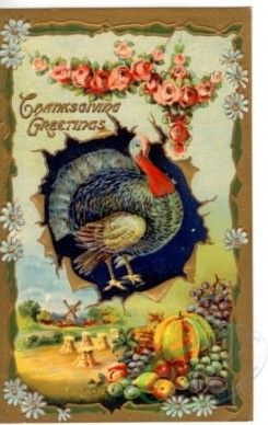 thanksgiving_day_postcards-00203 - 203-Turkey, Roses, fruits, vegetables, frame [1896x3000]