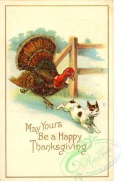 thanksgiving_day_postcards-00444 - 444-Turkey, Dog, May yours be a happy Thanksgiving [1998x3000]