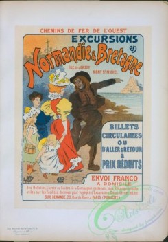 vintage_posters-00965 - 252-Affiche pour la Compagnie des Chemins de fer de l'Ouest, ''Excursions en Normandie et Bretagne''